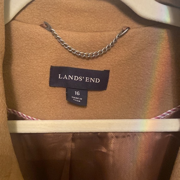 Lands’ End khaki wool coat - Picture 3 of 8